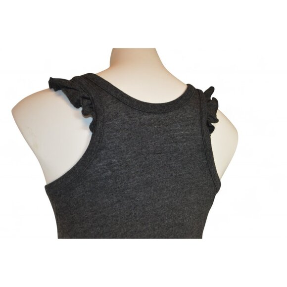 Chaser Mini Dress S Sleeveless Racerback Gray Ruffle Shoulders NWT Casual Soft - Picture 3 of 4